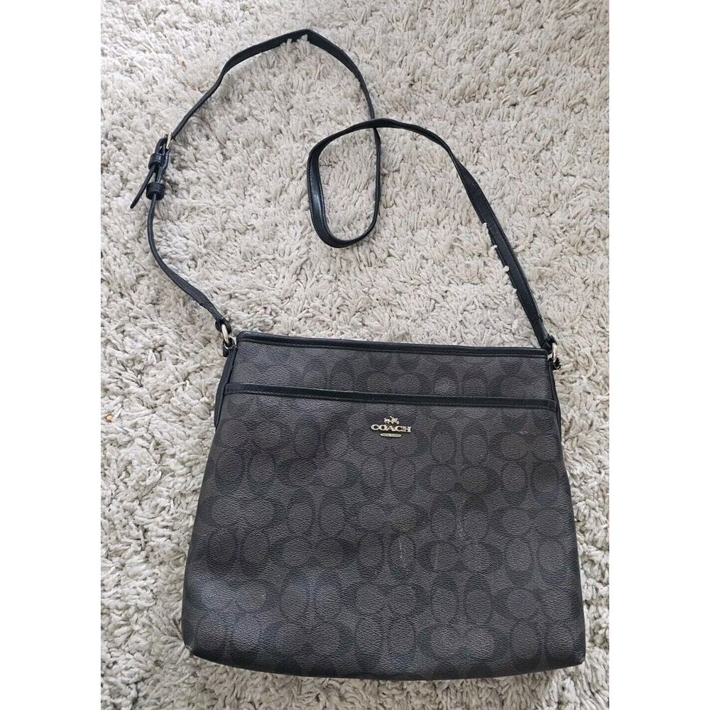 Coach Signature Crossbody Bag Womens Brown Leather Shoulder Detachable Straps